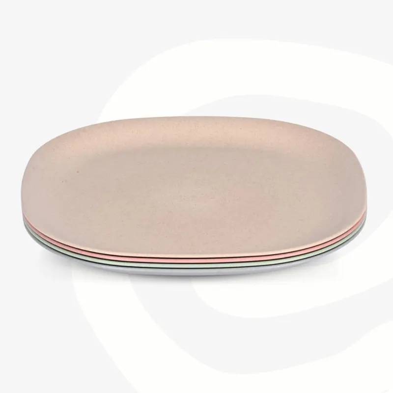 Set of 4 Earth-Friendly Square Dinner Plates |9 inch| Unbreakable Plates Made with Bamboo Fibers & Rice Husk Fiber | Microwave Safe Full Dinner Plates | for Hot & Cold Servings |Multicolor