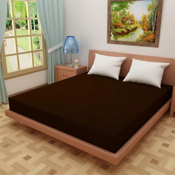 Dk.Brown Solid Waterproof King Size Mattress Protector. With 2 Pillow Protector. King Size | Breathable | Hypoallergenic.