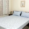 Dream Land 250 TC 100% Cotton Printed King Size, Bedsheet With 2 Pillow Covers, Aqua Blue