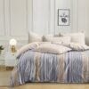 Set of 4 Microfiber King Size. All Season AC Comforter/Blanket/Duvet With 1 Flat Bedsheet And 2 Pillow Cover 4Pc Bed set  (Pastel Stripers)