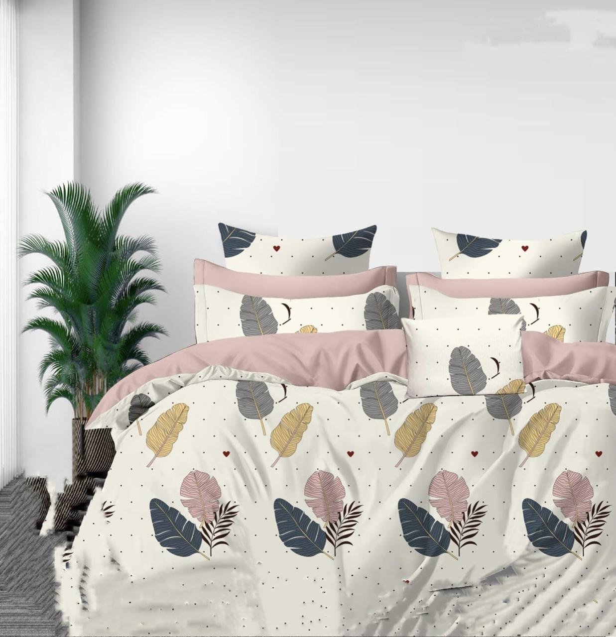 Microfiber 180 GSM All Season AC Reversible Double Bed Comforter.Spring Leaves.