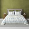 Blooming lily-300 TC premium percale weave.100% cotton, block print, super king size bedsheet set. Mint Green