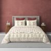 Blooming lily-300 TC premium percale weave.100% cotton, block print, super king size bedsheet set. Beige.