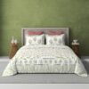Floral oasis-300 TC premium percale weave.100% cotton, block print, super king size bedsheet set. Olive.