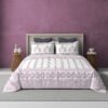 Mint blossom-300 TC premium percale weave.100% cotton, block print, super king size bedsheet set. Pink.