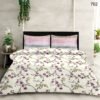 Daisy Contrast-250 TC,100% cotton, floral print, super king size bedsheet set. Pink Purple