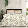 Daisy Contrast-250 TC.100% cotton, floral print, super king size bedsheet set. Beige Brown.
