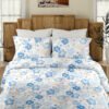 Daisy floret-200 TC premium percale weave.100% cotton, printed, super king size bedsheet set. Azure
