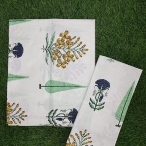 Floral bell 250 TC 100% Cotton Printed Single Size Bedsheet With Pillow Cover, Green