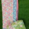Pure Cotton Double Bed 90x100 Inch.Soft Jaipuri AC Quilt/Razai/Comforter Floral Print Pink & Green.