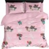 Animal Kingdom 250 TC 100% Cotton Printed Double Bed Bedsheet With 2 Pillow Covers, Pink.