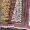 Pure Cotton Double Bed 90x100 Inch.Soft Jaipuri AC Quilt/Razai/Comforter Floral Print Yellow.