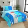 Carz 250 TC 100% Cotton Printed Single Size Bedsheet With Pillow Cover,Blue