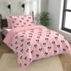 Mickey 250 TC 100% Cotton Printed Single Size Bedsheet With Pillow Cover, Pink