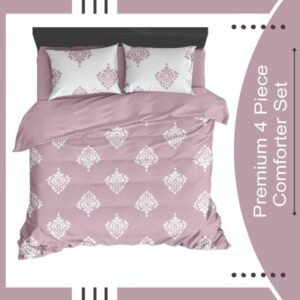 Pure Cotton King Size Bedding Set of 4. Bedsheet & Comforter Combo Pack. Irish Pink