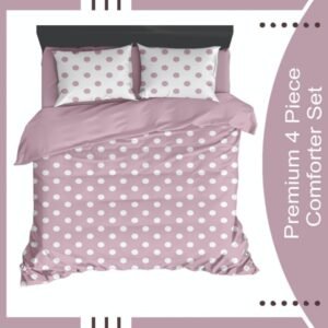 Pure Cotton King Size Bedding Set of 4. Bedsheet & Comforter Combo Pack. Pearl Pink