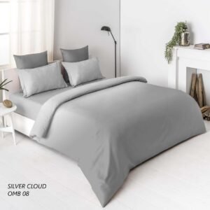 OMBRE 100% Cotton King Size Bedsheet, 300 TC, SILVER CLOUD.