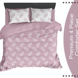 Pure Cotton King Size Bedding Set of 4. Bedsheet & Comforter Combo Pack. Pink