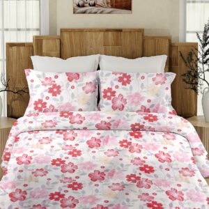 Daisy Floret 100% Cotton King Size Bedsheet, 200 TC, Neon Pink.