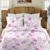 Daisy Floret 100% Cotton King Size Bedsheet, 200 TC, Rose Pink.