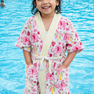 Kids Bathrobe | 100% Cotton Waffle 200 GSM | Soft & Absorbent | Boys & Girls | Free Size 4–8 Years
