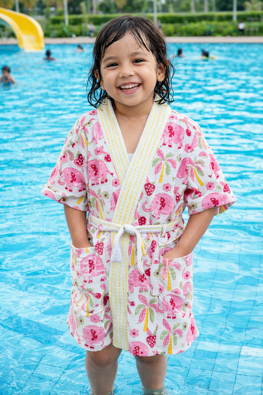 Kids Bathrobe | 100% Cotton Waffle 200 GSM | Soft & Absorbent | Boys & Girls | Free Size 4–8 Years